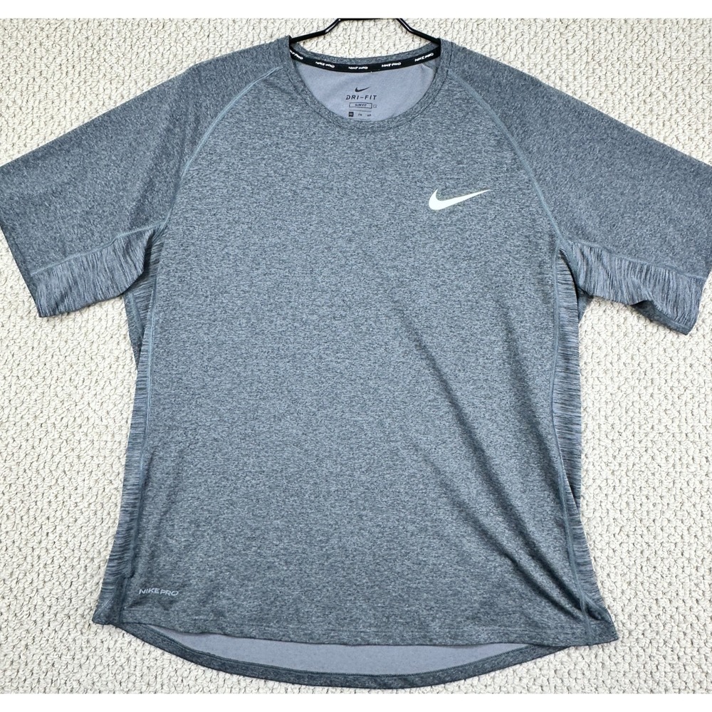 Nike Pro Shirt Mens 2XL Dri-FIT Gray Slim Fit Short Sleeve Performance Running
